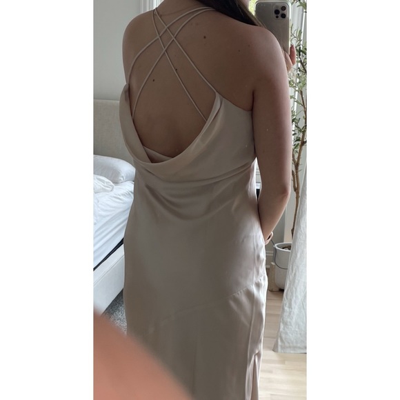 Fame and Partners Floor Length Gown Elyssa Matte Champagne Bridesmaid Dress - Picture 4 of 13